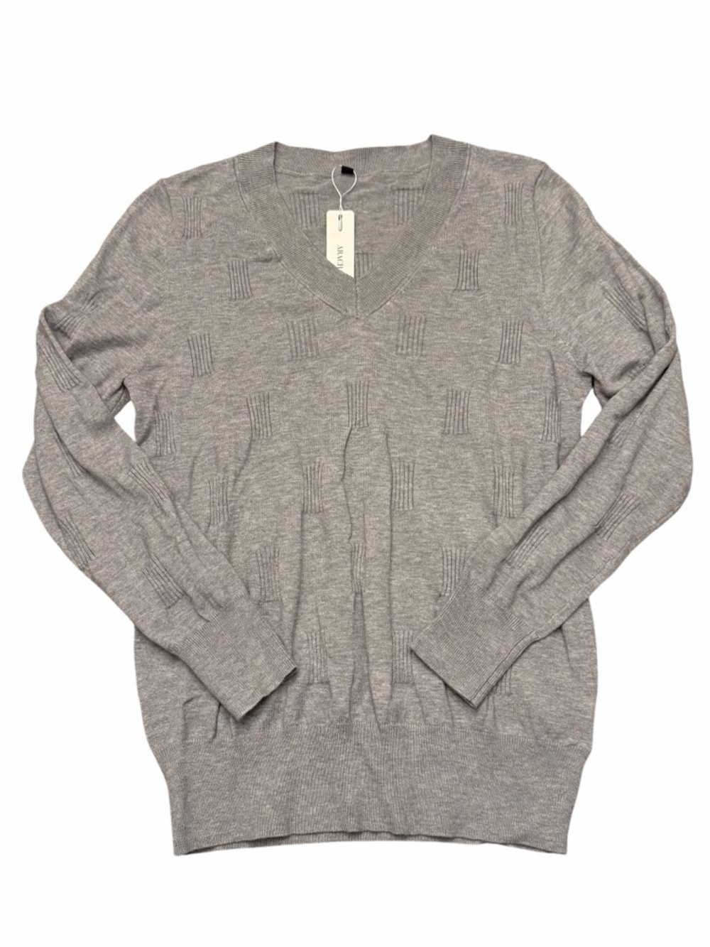 Arach&Cloz Women's V-Neck Long Sleeve Pullover Sweater Knitted Gray Size‎ Large